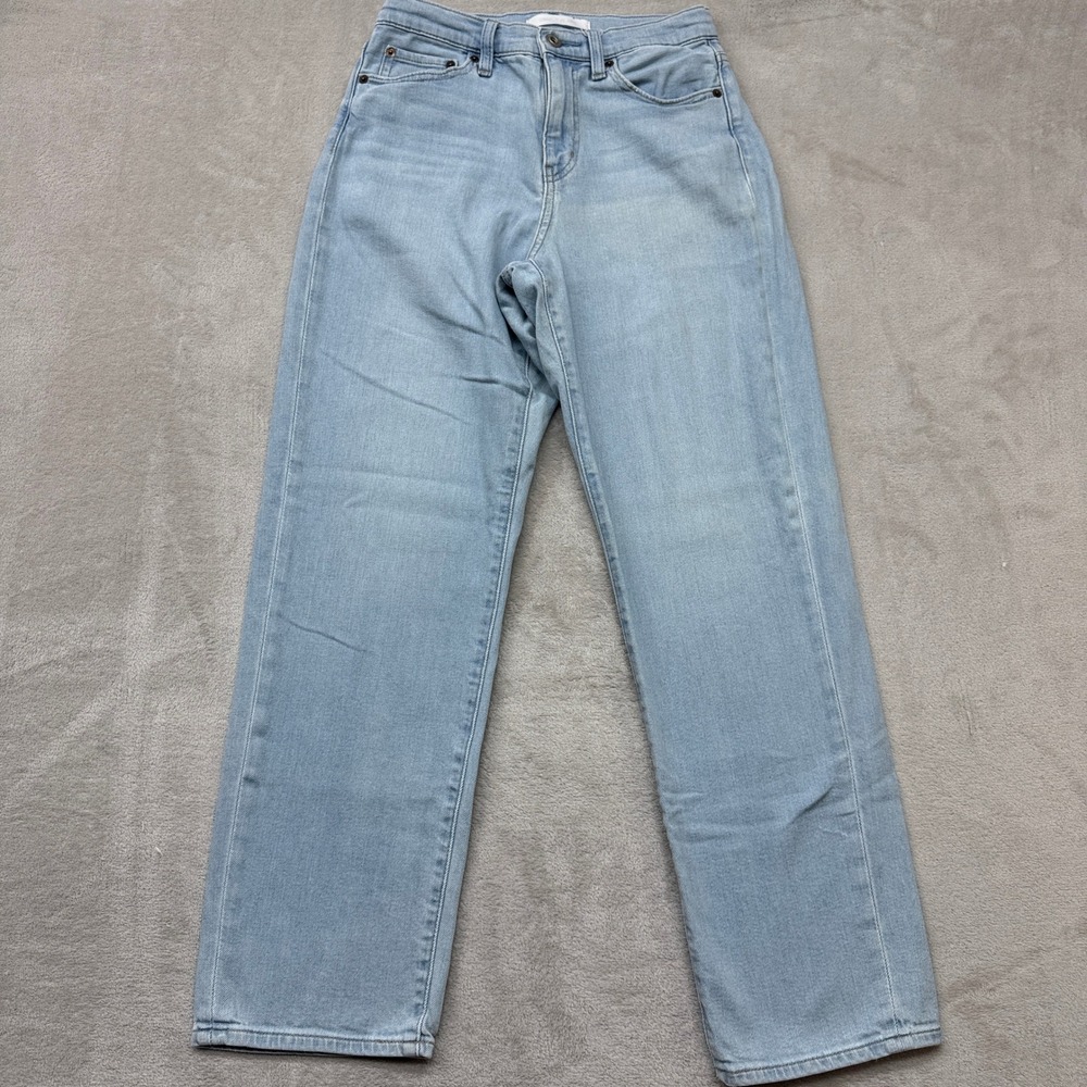 Uniqlo Jeans Womens 23 Straight Leg Light Blue High Rise Boyfriend Kaihara Denim